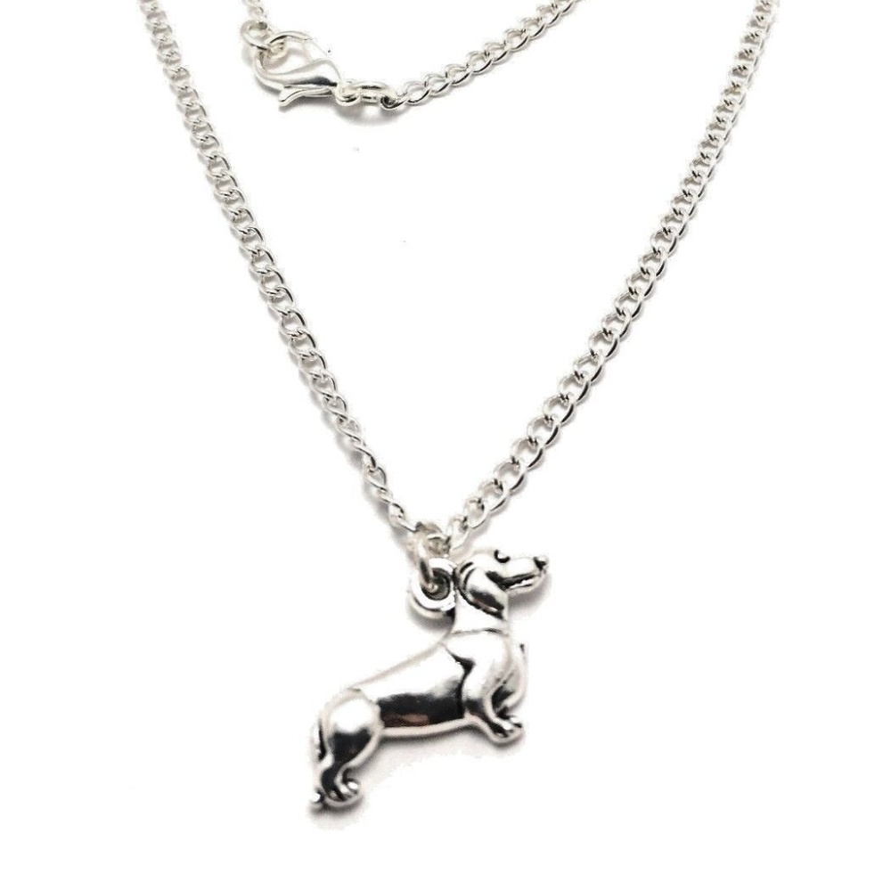 Dachshund Dog Necklace Sterling Silver